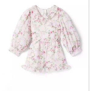 Janie and Jack Girl's Floral Ruffle Chiffon Romper size 5 NEW N Tags